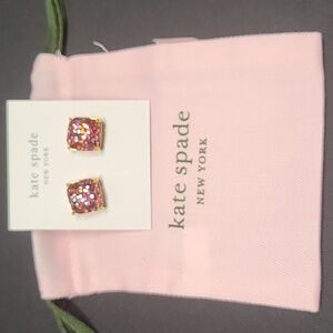 kate spade Pink Sparkle Square Stud Earrings